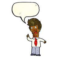 cartoon office man with crazy idea speech bubble N2