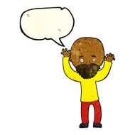 cartoon bearded man panicking with speech bubble N3