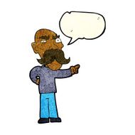 cartoon annoyed old man pointing with speech bubble N3
