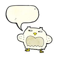 cartoon suspicious owl with speech bubble N4