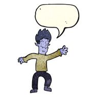 cartoon happy vampire man with speech bubble N7