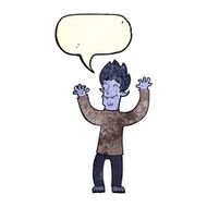 cartoon happy vampire man with speech bubble N8