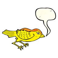 cartoon garden bird with speech bubble N12