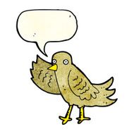 cartoon waving bird with speech bubble N6