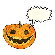 cartoon spooky pumpkin with speech bubble N5