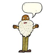cartoon bearded old man with speech bubble N9