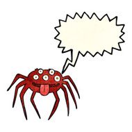 cartoon gross halloween spider with speech bubble N8