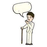 cartoon shocked gentleman with speech bubble N3