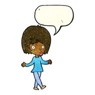 cartoon confused woman with speech bubble N19