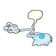 cartoon elephant squirting water with speech bubble N5