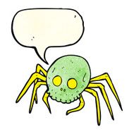 cartoon spooky halloween skull spider with speech bubble N4