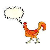 cartoon cockerel with speech bubble N8