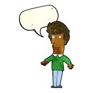 cartoon startled man with speech bubble N11