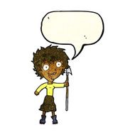 cartoon crazy woman with spear speech bubble N3