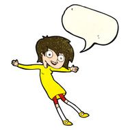 cartoon crazy excited girl with speech bubble N2