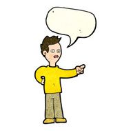 cartoon shocked boy pointing with speech bubble N4