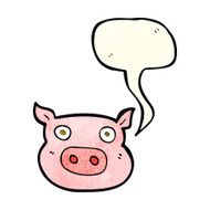 cartoon pig face with speech bubble N3