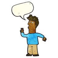 cartoon man signalling with hand speech bubble N2
