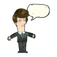 cartoon bored man with speech bubble N14
