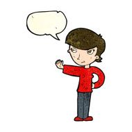 cartoon woman waving with speech bubble N78