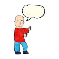 cartoon tough man with speech bubble N8