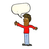 cartoon happy man waving with speech bubble N11