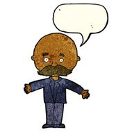 cartoon bald man with open arms speech bubble N3