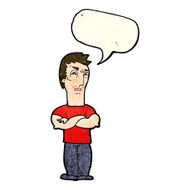 cartoon annoyed man with folded arms speech bubble N8