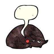 cartoon curled up dog with speech bubble N3