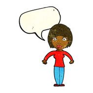 cartoon surprised woman with speech bubble N60