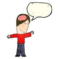 cartoon man with brain speech bubble N4