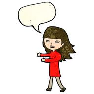 cartoon happy girl with speech bubble N22