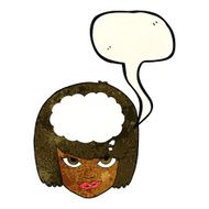 cartoon woman thinking with speech bubble N11