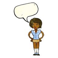 cartoon woman with hands on hips speech bubble N50