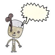 cartoon sad robot with speech bubble N3