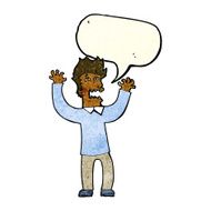 cartoon terrified man with speech bubble N54