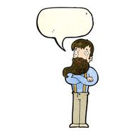 cartoon bearded hipster man with speech bubble N4