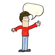 cartoon happy man waving with speech bubble N12