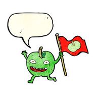 cartoon apple with flag speech bubble N3