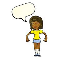 cartoon woman looking sideways with speech bubble N3