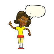 cartoon woman with idea speech bubble N61