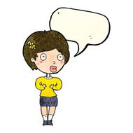cartoon surprised woman with speech bubble N62
