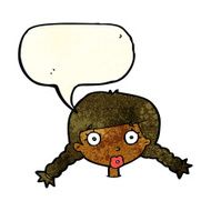 cartoon confused female face with speech bubble N3