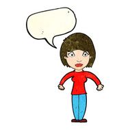 cartoon surprised woman with speech bubble N63