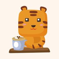 animal tiger having afternoon tea theme elements N10