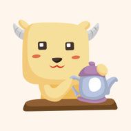 animal goat having afternoon tea theme elements N7