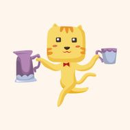 animal tiger having afternoon tea theme elements N11