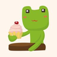 animal frog having afternoon tea theme elements N4