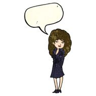 cartoon female spy with speech bubble N7
