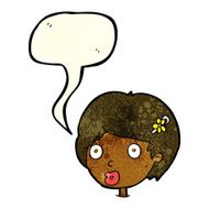 cartoon surprised female face with speech bubble N14